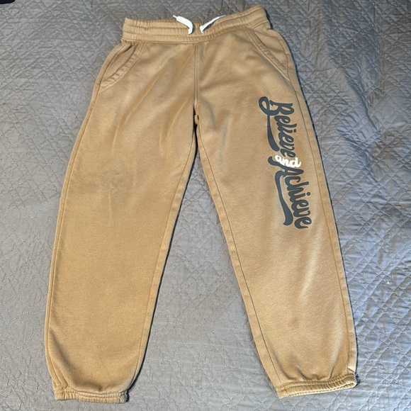 OLD NAVY BOYS “BELIEVE & ACHIEVE” TAN SWEATPANTS - Picture 5 of 7